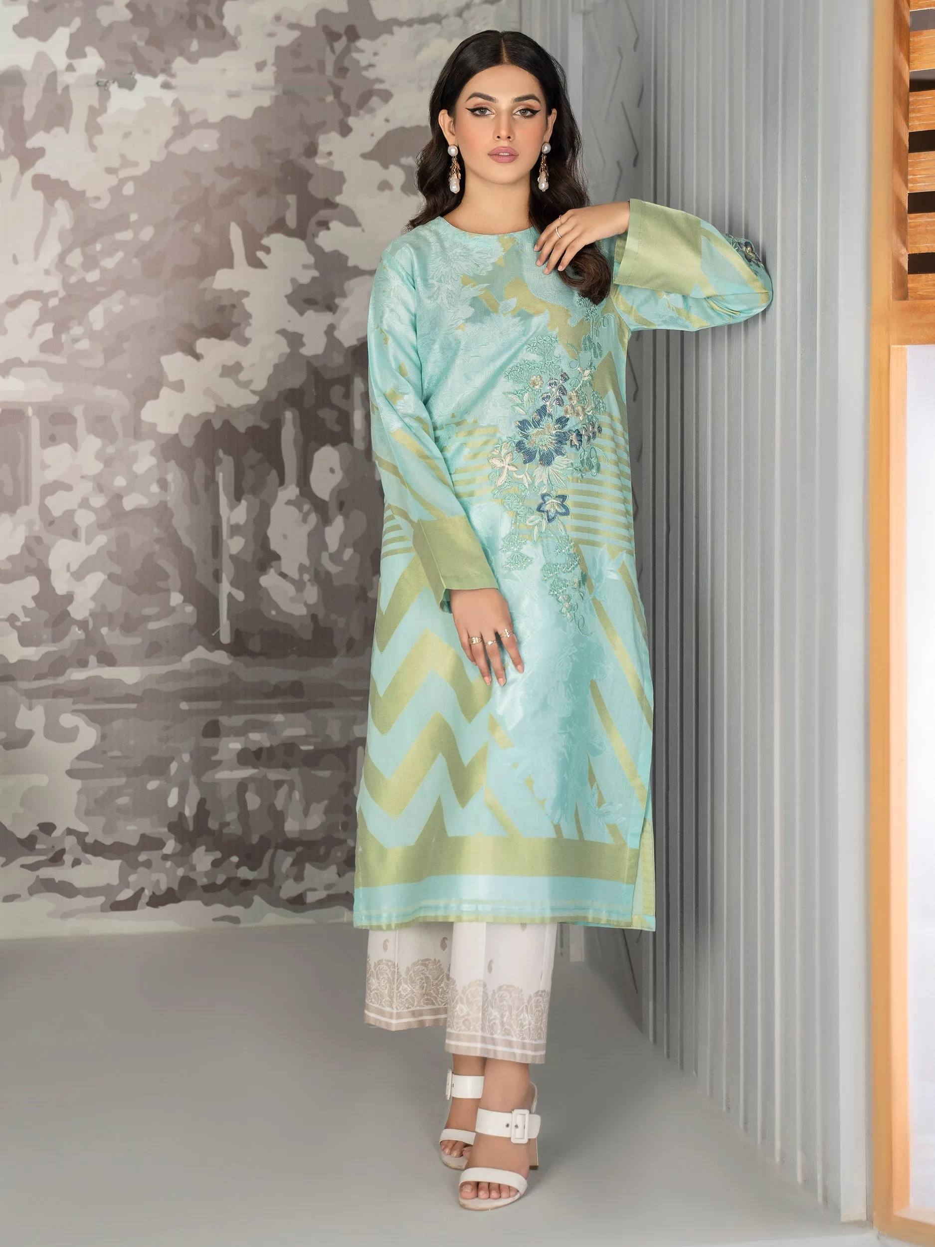 2 Piece Jacquard Suit-Embroidered (Unstitched)