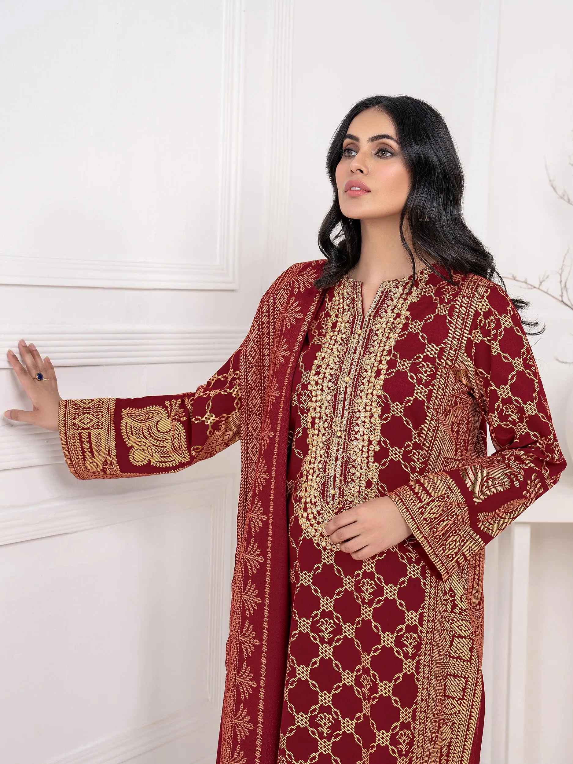 2 Piece Khaddar Suit-Embroidered(Unstitched)