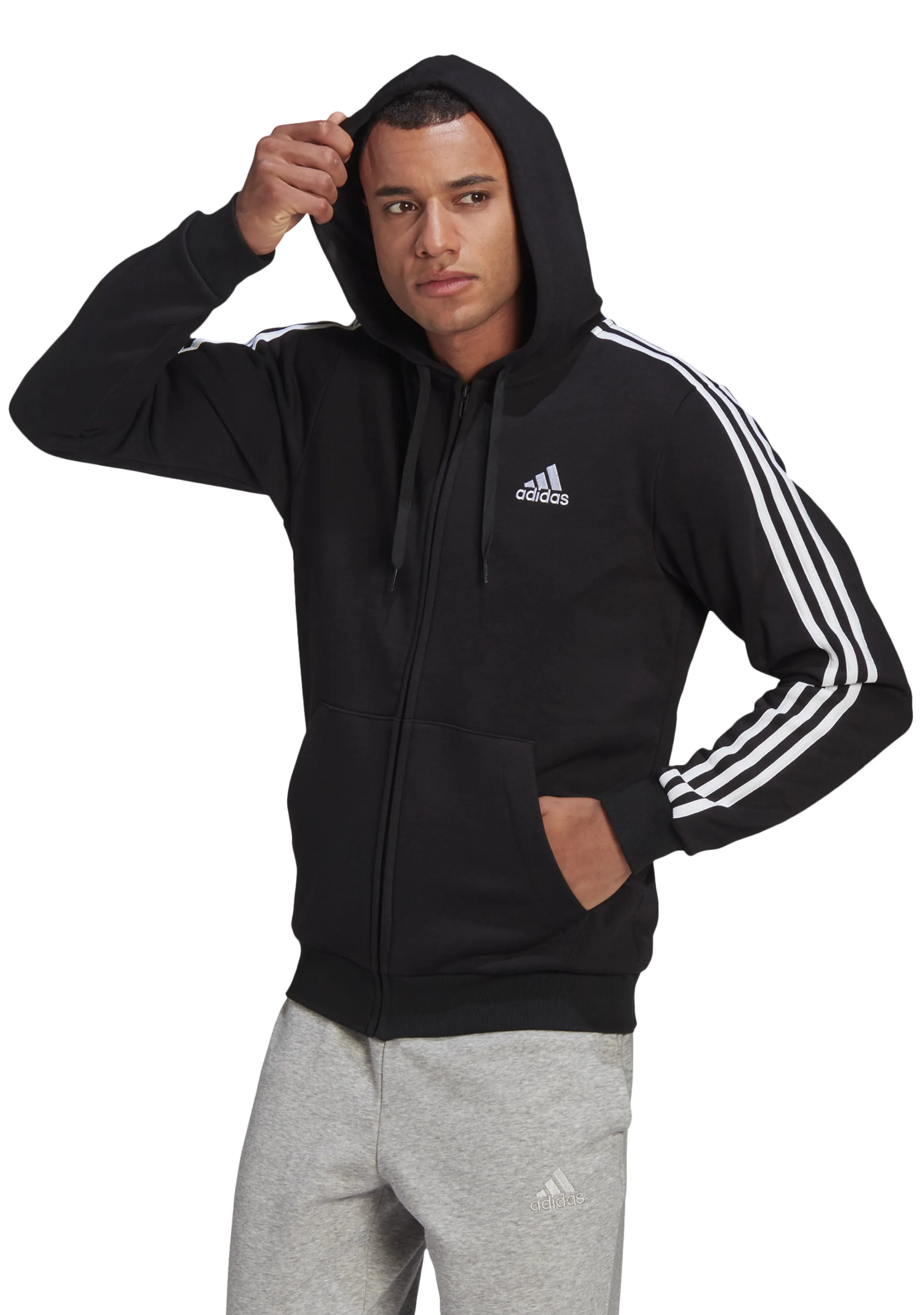 Adidas Mens Essentials Fleece Cut Fullzip Hoodie <br> GK9585