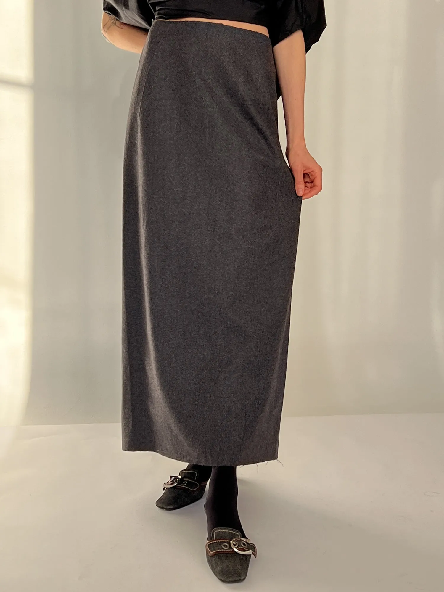 Alberta Ferretti Felted Wool Skirt (M)