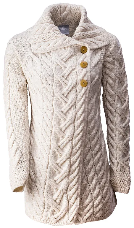 Aran - Buttoned Longline Cardigan - Parsnip