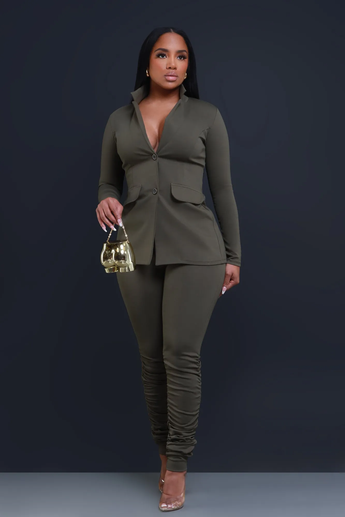 Boss Mood Button Up Blazer - Olive