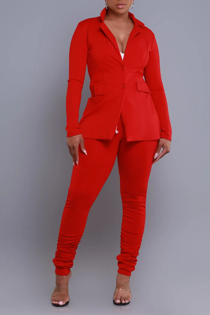 Boss Mood Button Up Blazer - Red