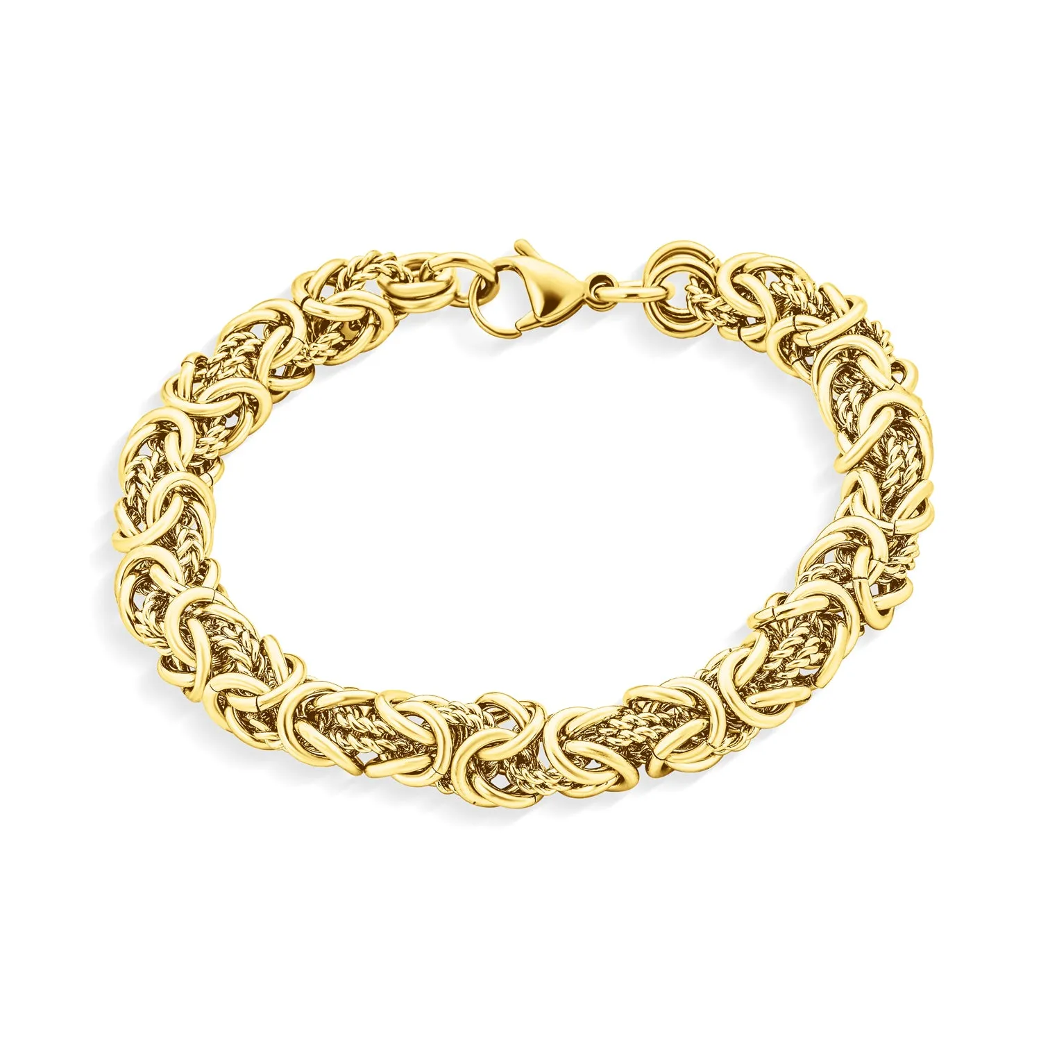 Byzantine Chain Mechanic Double Link Bracelet Black Silver Gold Stainless Steel