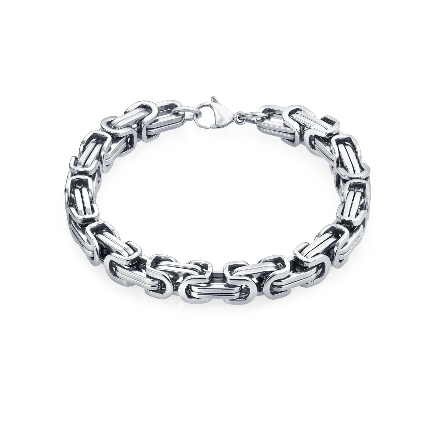 Byzantine Chain Mechanic Double Link Bracelet Black Silver Gold Stainless Steel