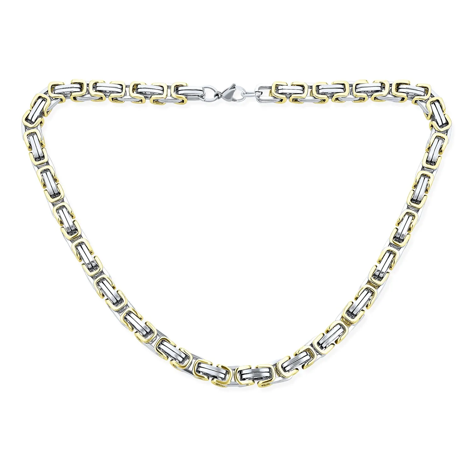 Byzantine Chain Mechanic Double Link Bracelet Black Silver Gold Stainless Steel