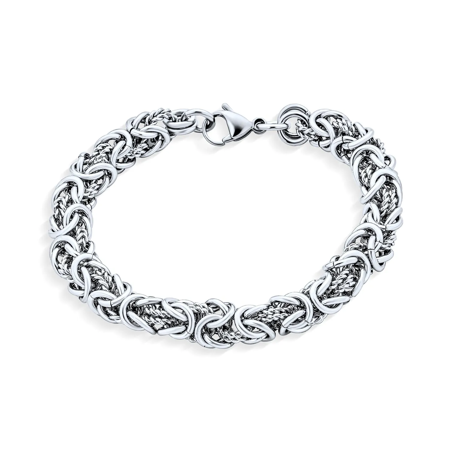 Byzantine Chain Mechanic Double Link Bracelet Black Silver Gold Stainless Steel