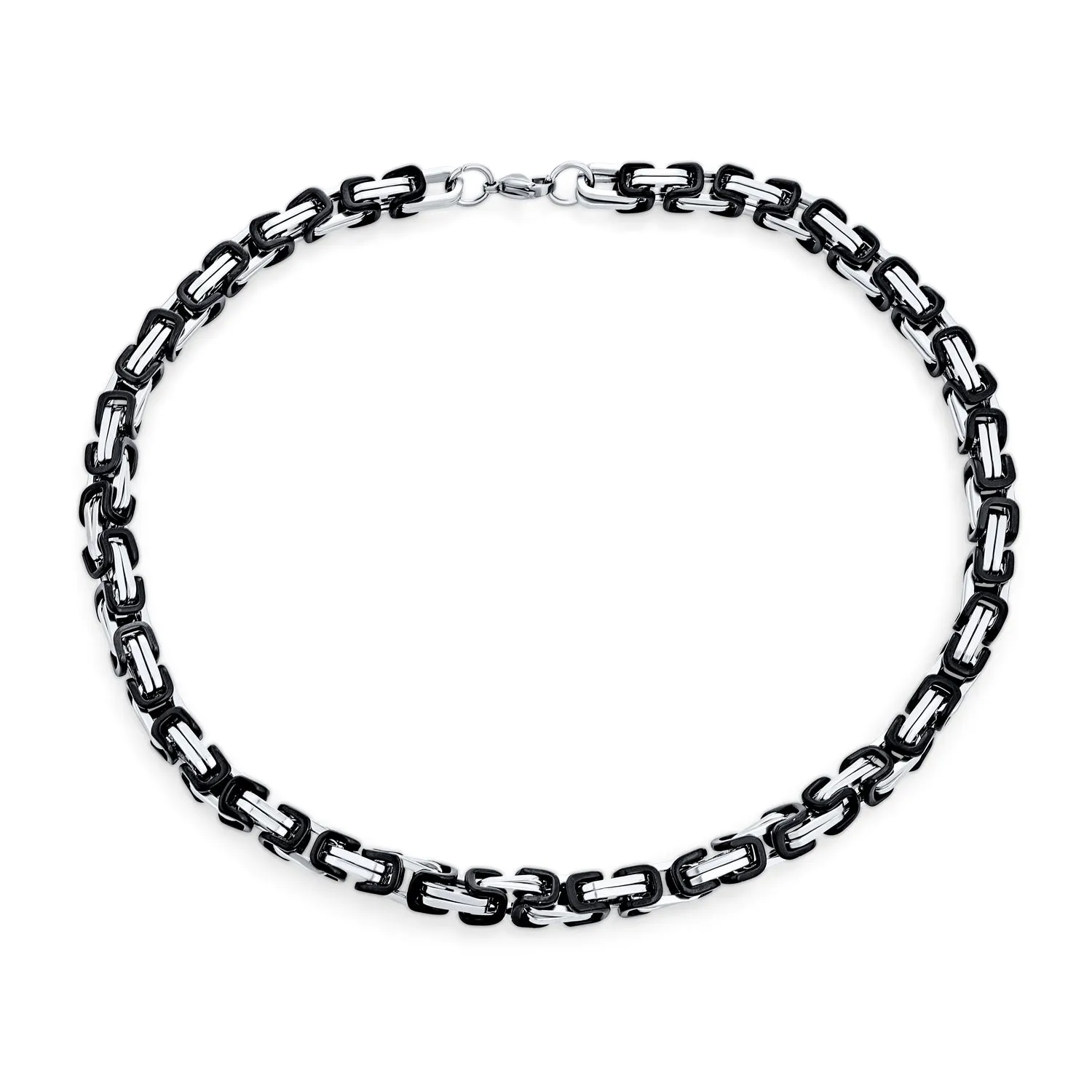 Byzantine Chain Mechanic Double Link Bracelet Black Silver Gold Stainless Steel