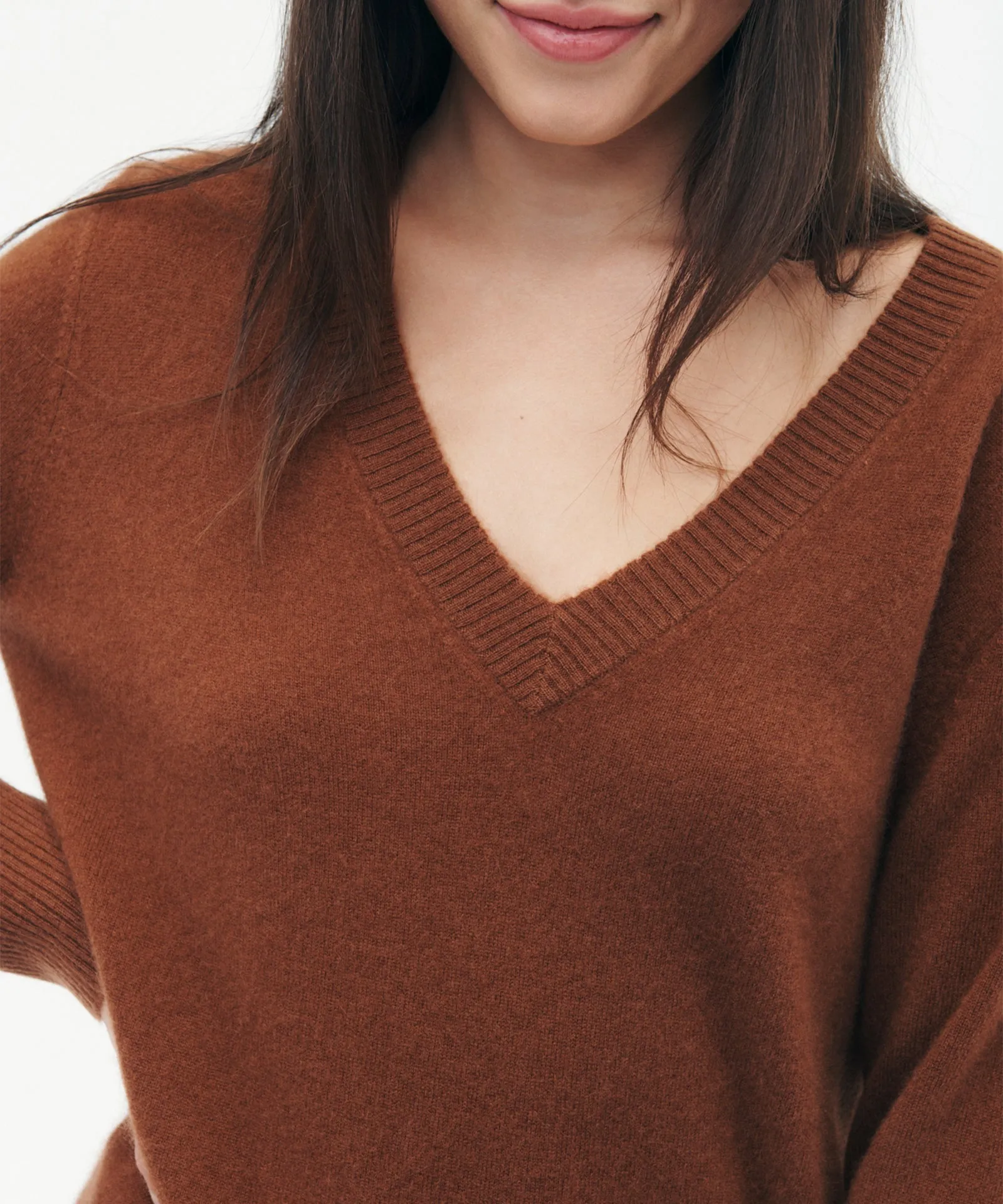 Cashmere Relaxed V-Neck Tunic Sweater