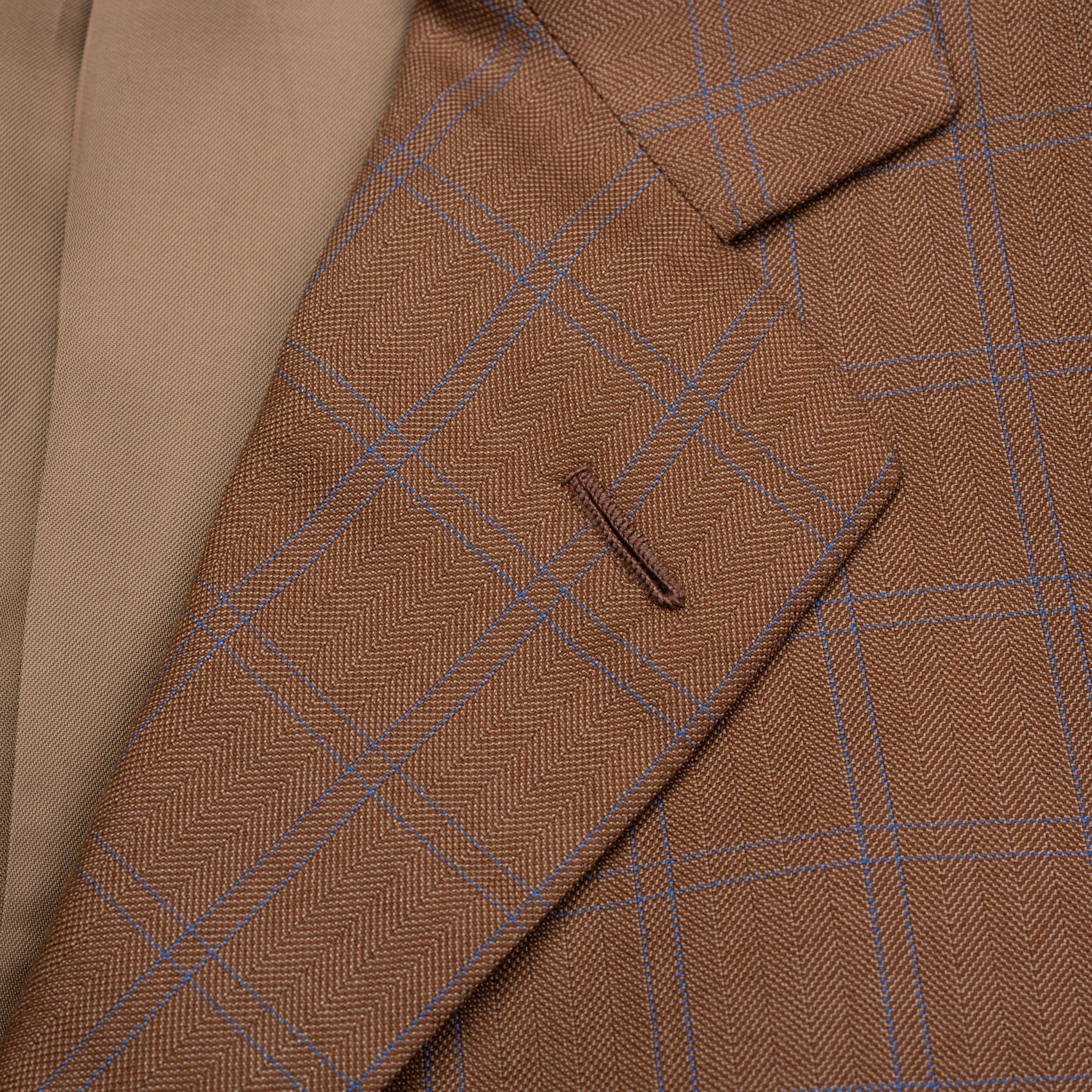 CASTANGIA 1850 Brown Herringbone Plaid Wool-Silk 4 Button Jacket NEW