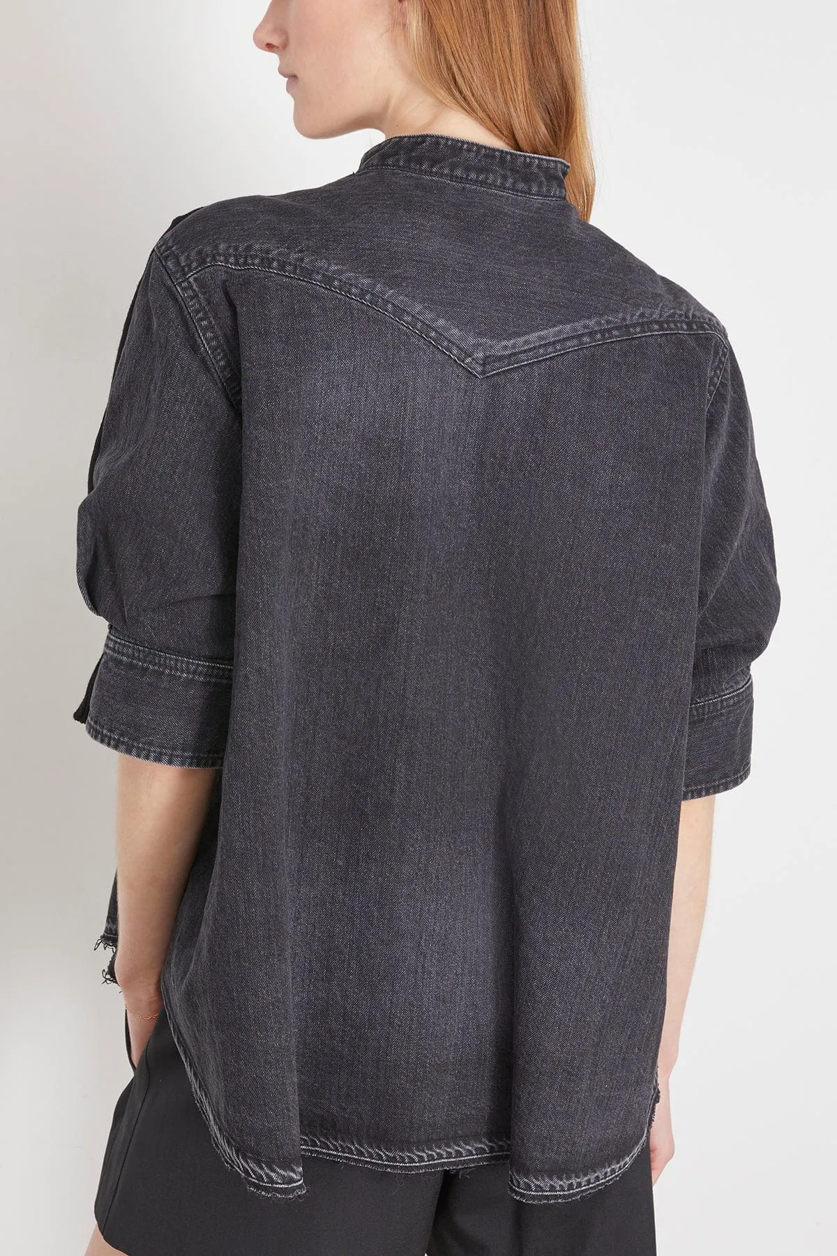 Denim x Knit Pullover in Black