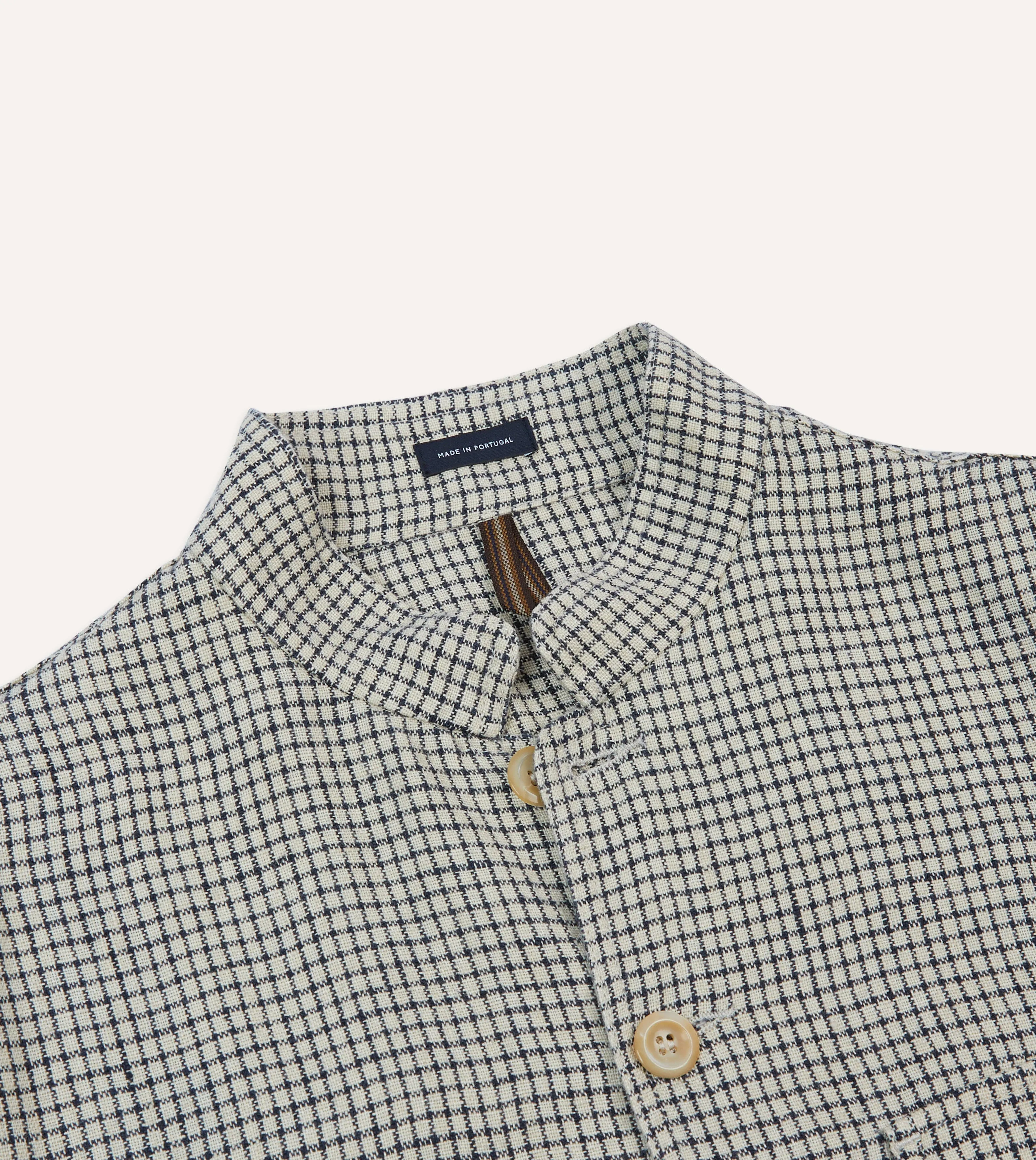 Ecru Check Linen Forestiere Jacket