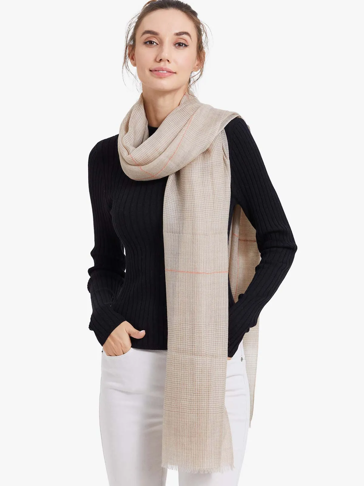 Featherlight Houndstooth Cashmere Scarf