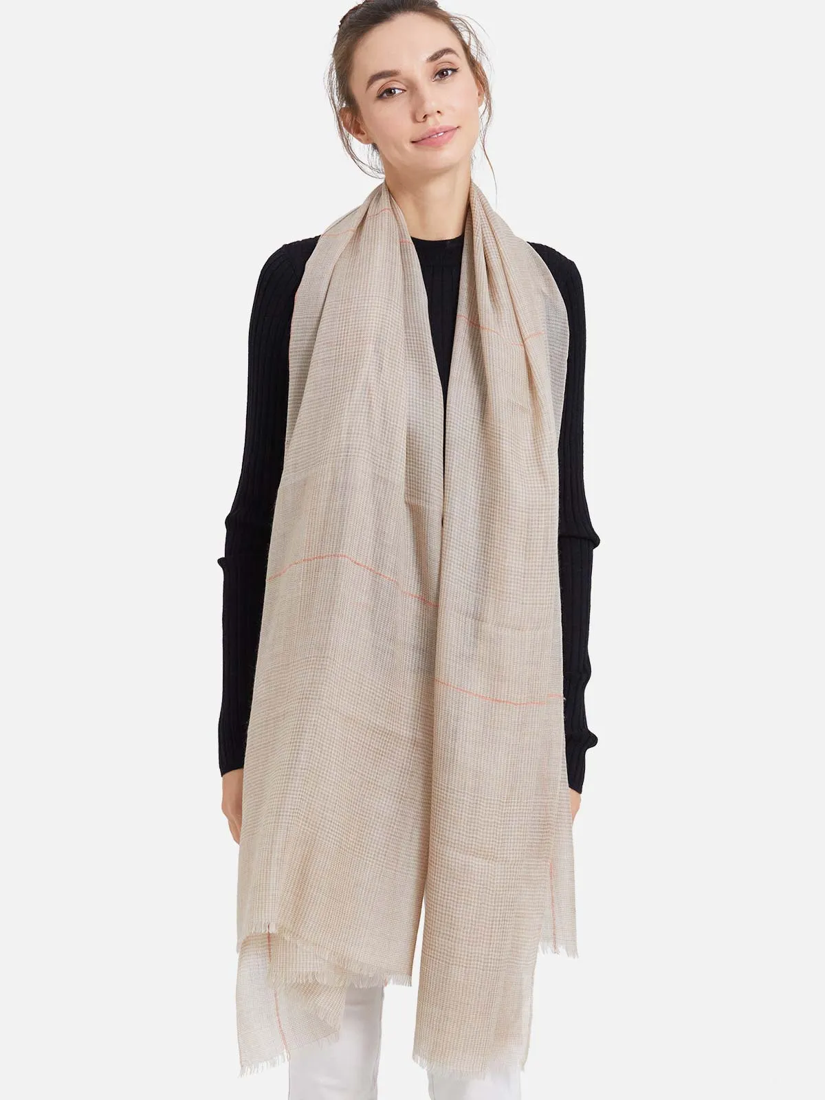 Featherlight Houndstooth Cashmere Scarf