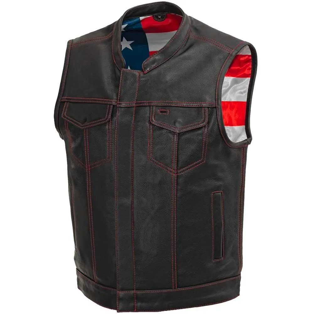 First Mfg Mens Born Free Concealment Leather Vest