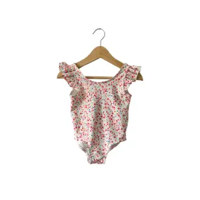 H&M / White x pink floral swimsuit / 6-12M