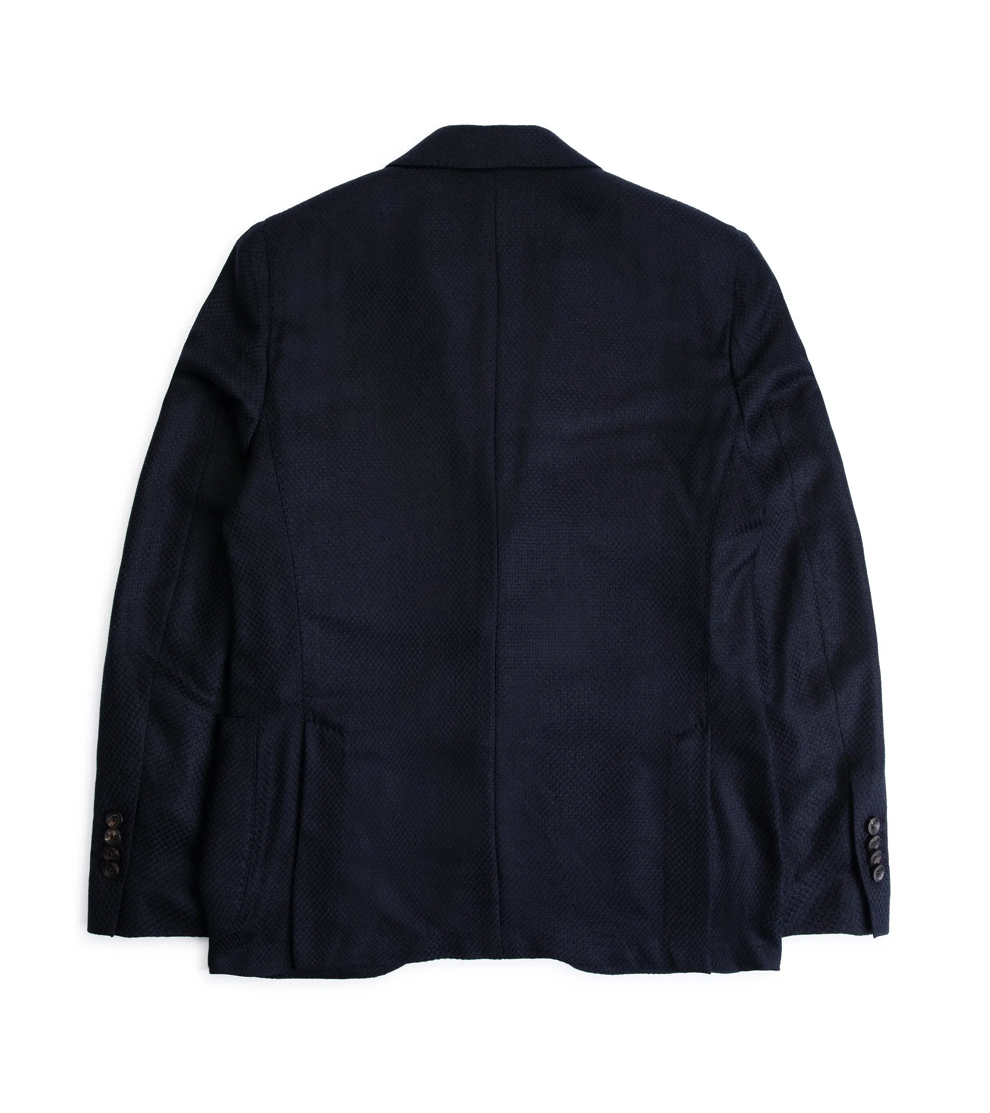 Lardini Cashmere Silk Basket Weave Jacket: Navy