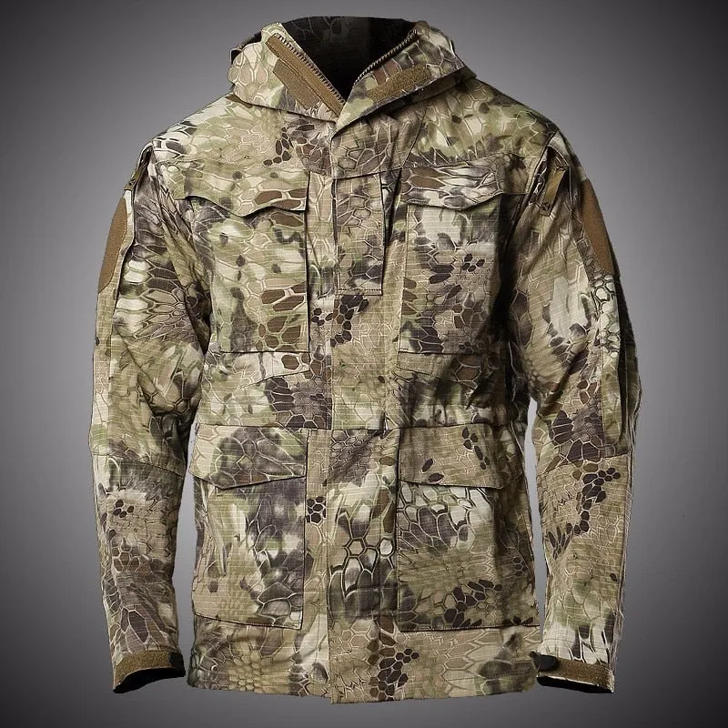 Men's Camo Waterproof Multi-Pocket Outdoor Camping Coat