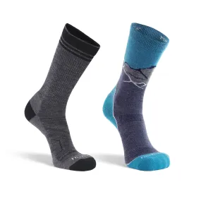 Men's Merino Wool Lightweight Crew Hiking Sock Bundle - 2 Pack