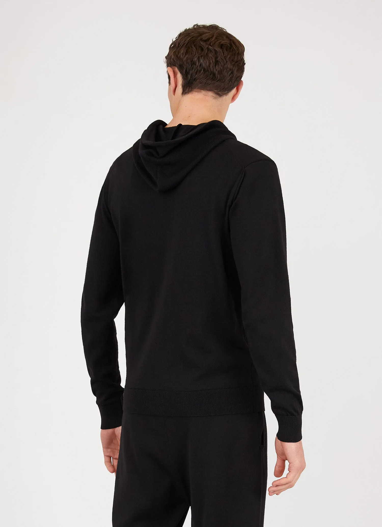 Men's Merino Zip Hoodie in Black