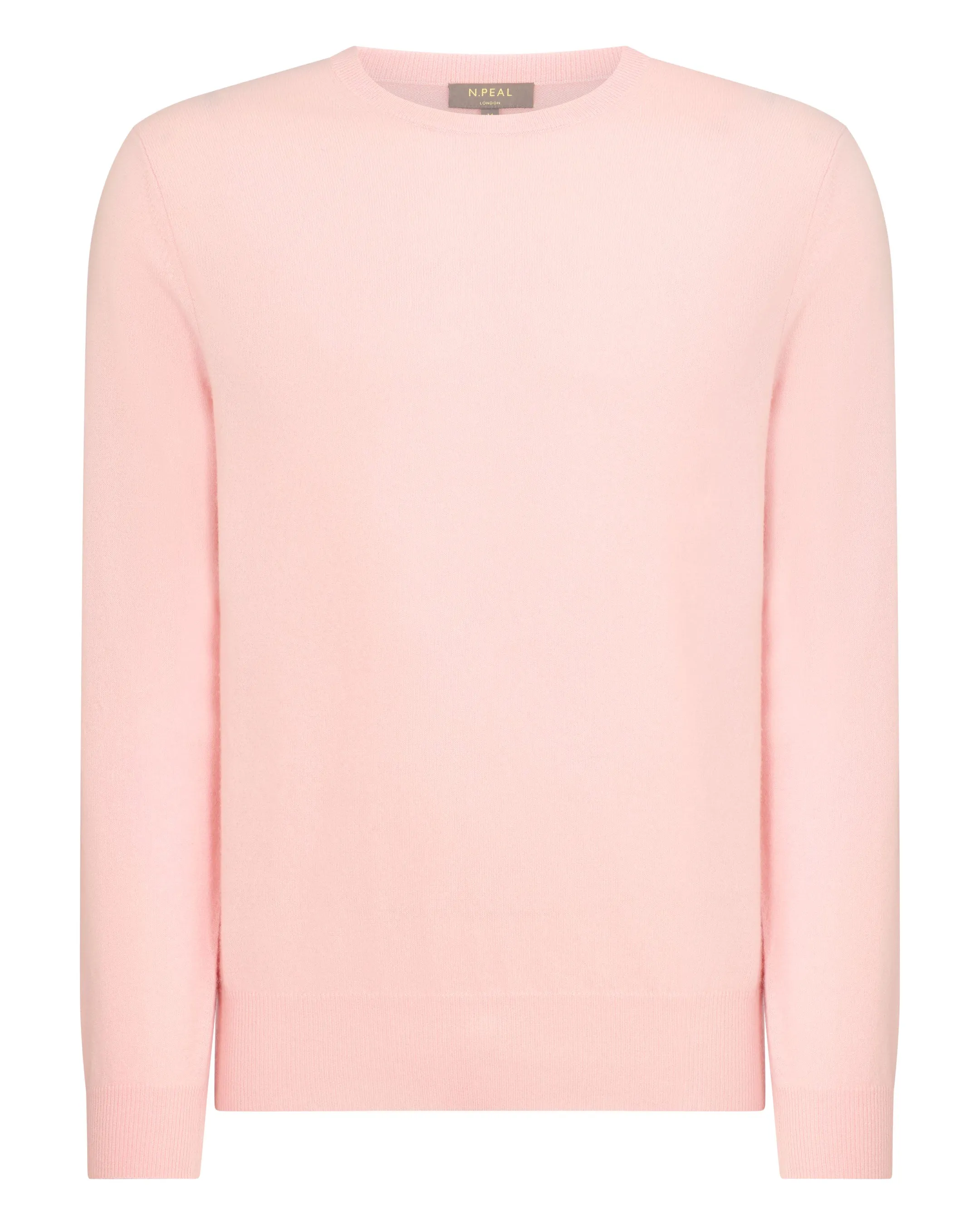 Men's Oxford Round Neck Cashmere Sweater Pale Pink