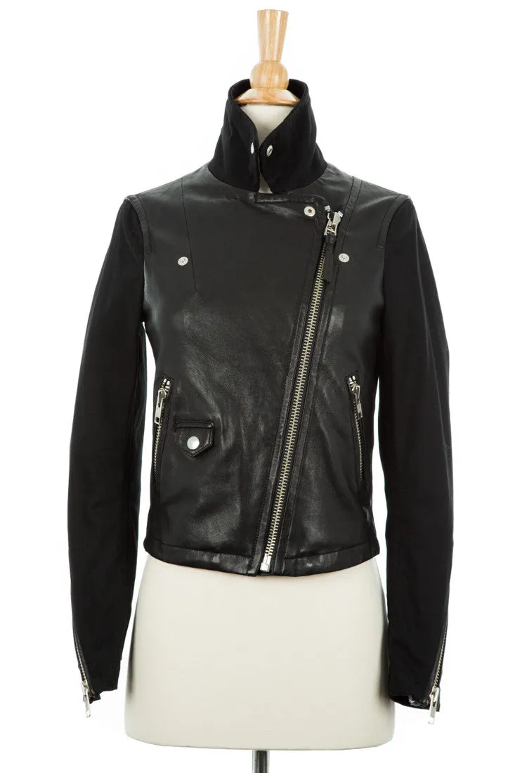 Minella Leather & Canvas Biker Jacket