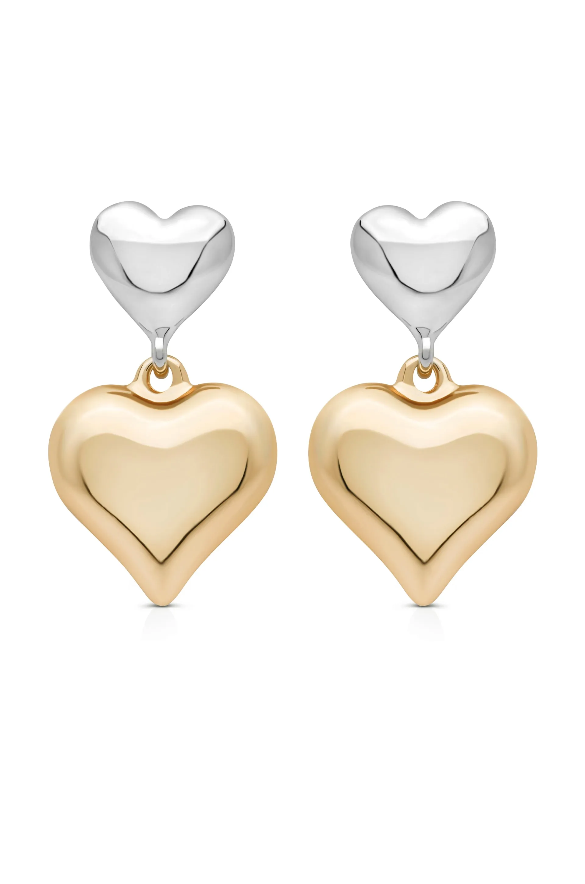 Mixed Metal Heart Earrings