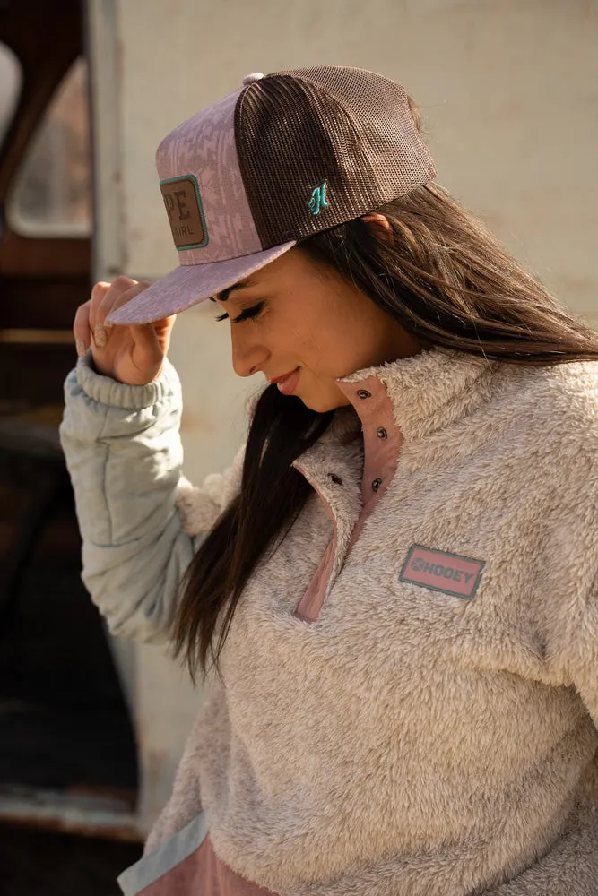 "Ladies Fleece Pullover" Tan w/Pink & Green