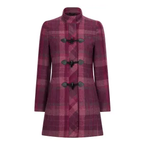 Raspberry Check Marie Duffle Coat