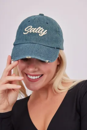 Salty Denim Washed Baseball Cap in Blue