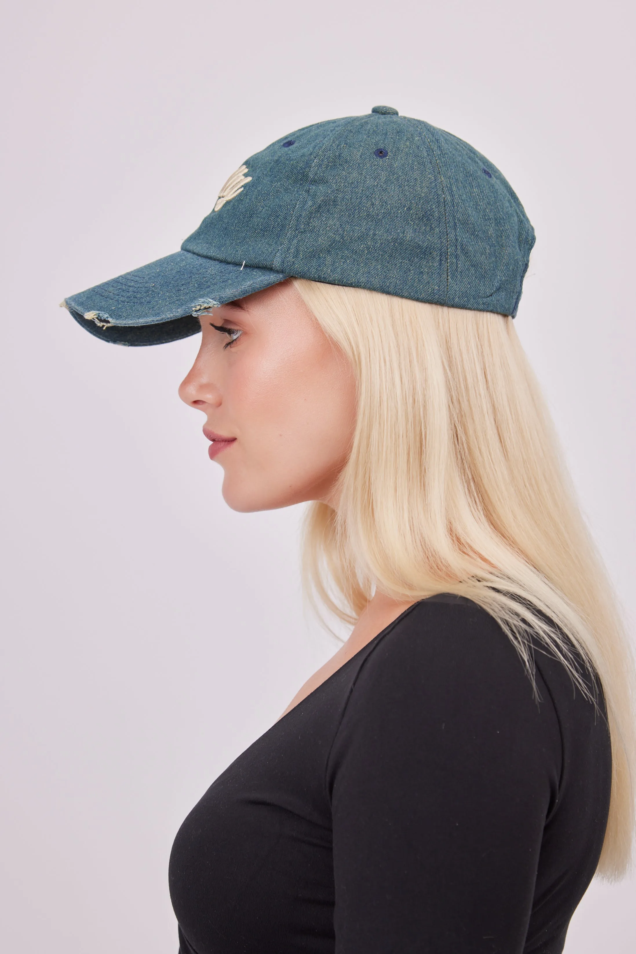 Salty Denim Washed Baseball Cap in Blue