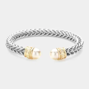 Silver Pearl Tip Cuff Bracelet-M H W ACCESSORIES