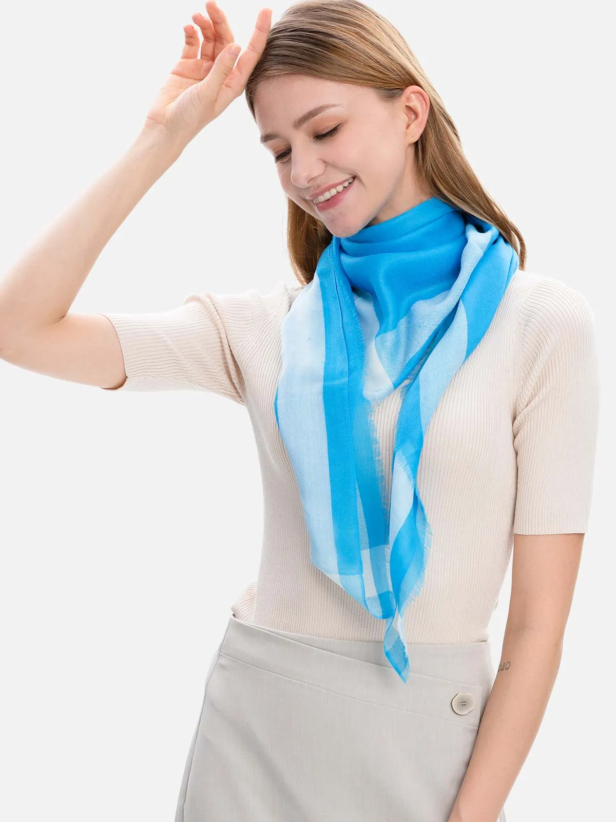 Square - Featherlight Azure Cashmere Scarf