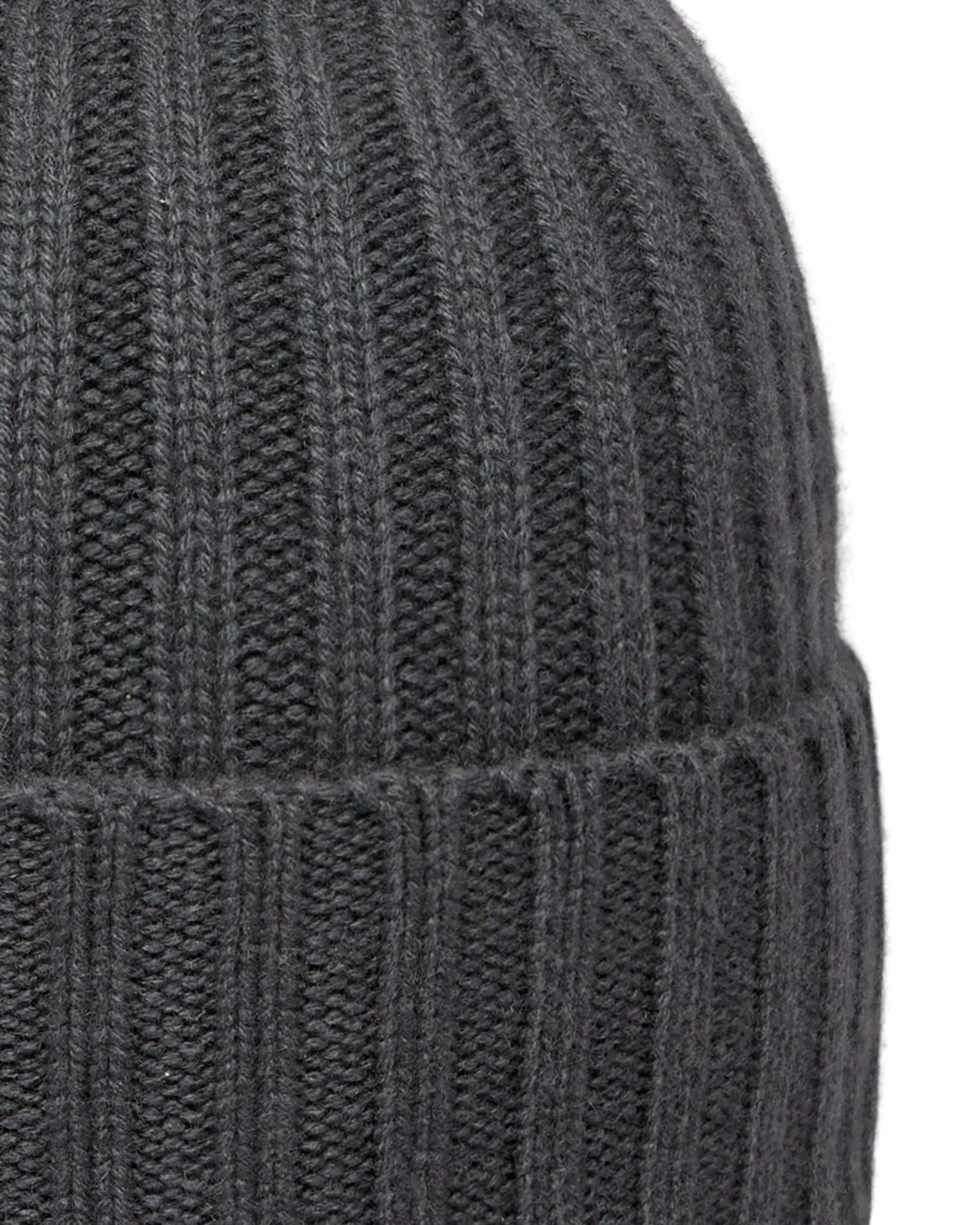 Unisex Chunky Ribbed Cashmere Hat Anthracite Grey