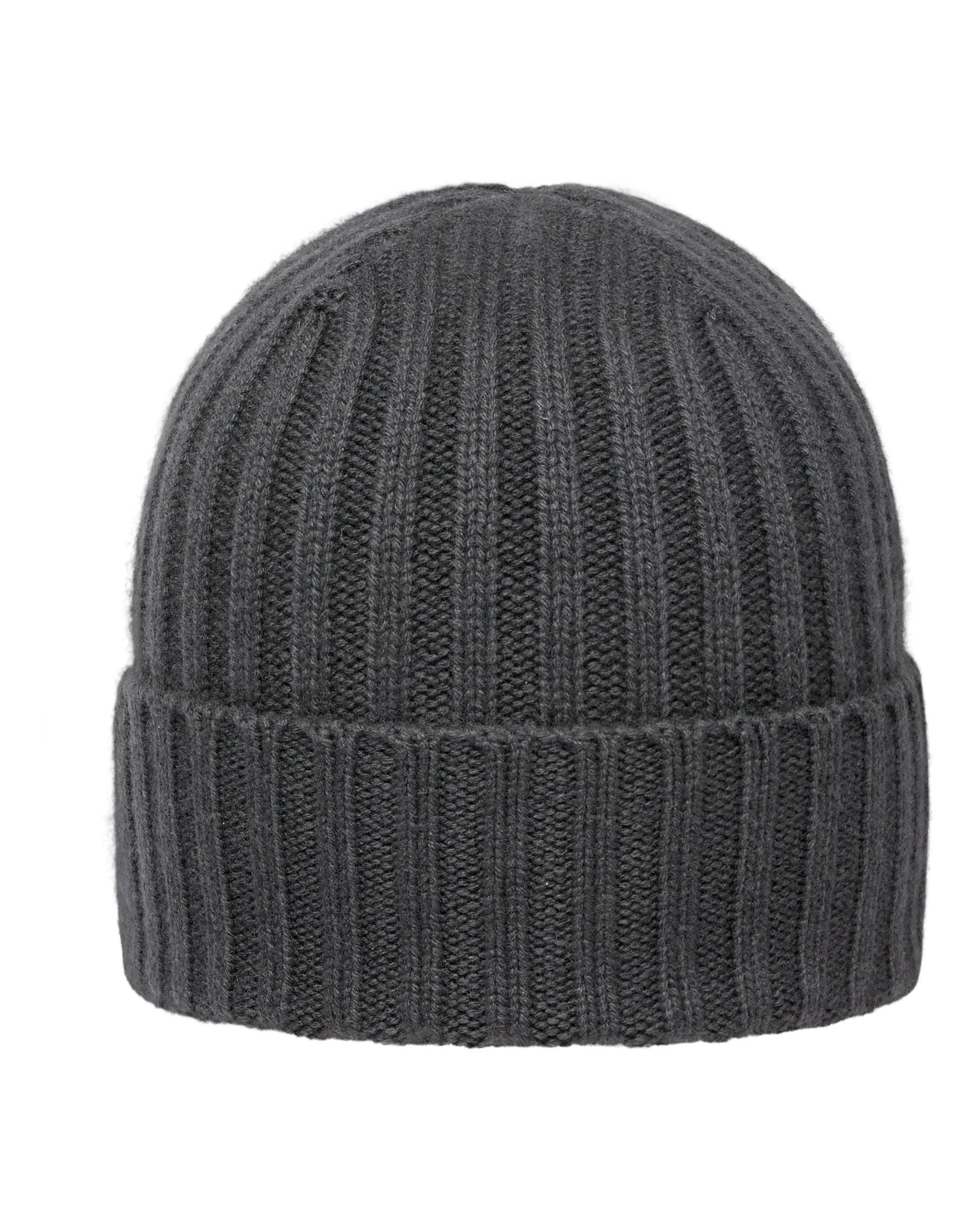 Unisex Chunky Ribbed Cashmere Hat Anthracite Grey