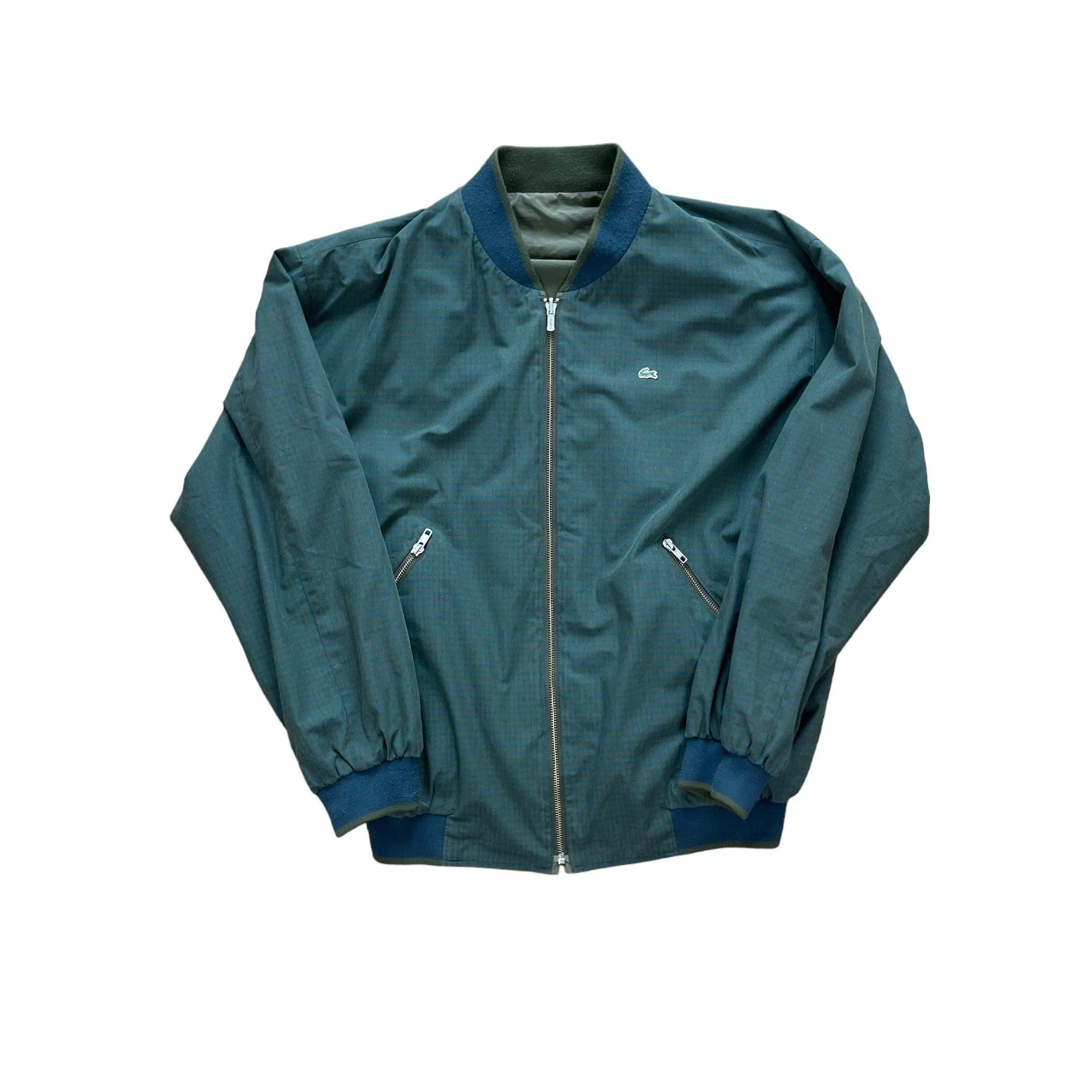 Vintage 90s Green Lacoste Reversible Bomber Jacket - Medium