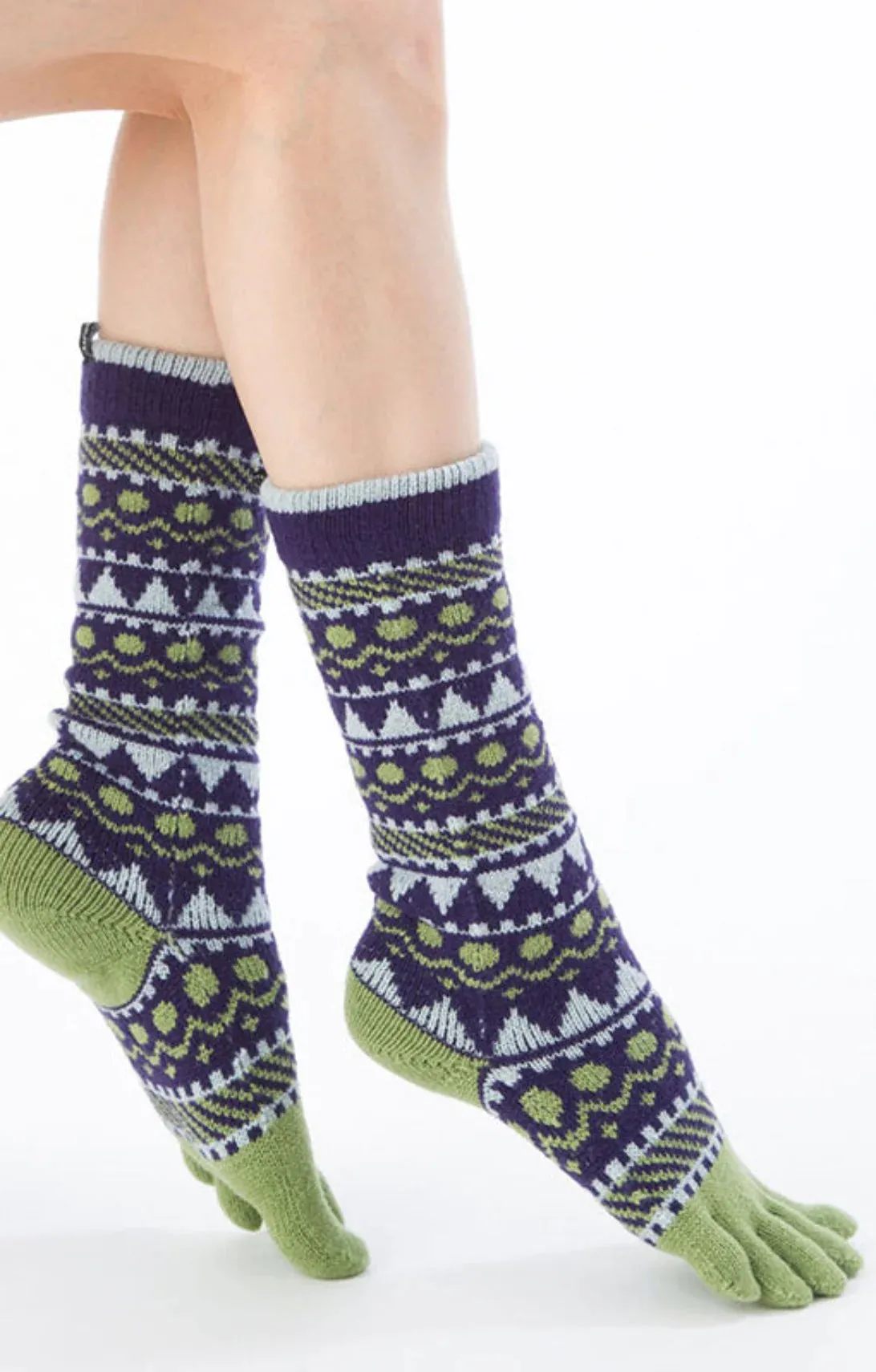 Wool Blend Forest Textile Midcalf Toe Socks